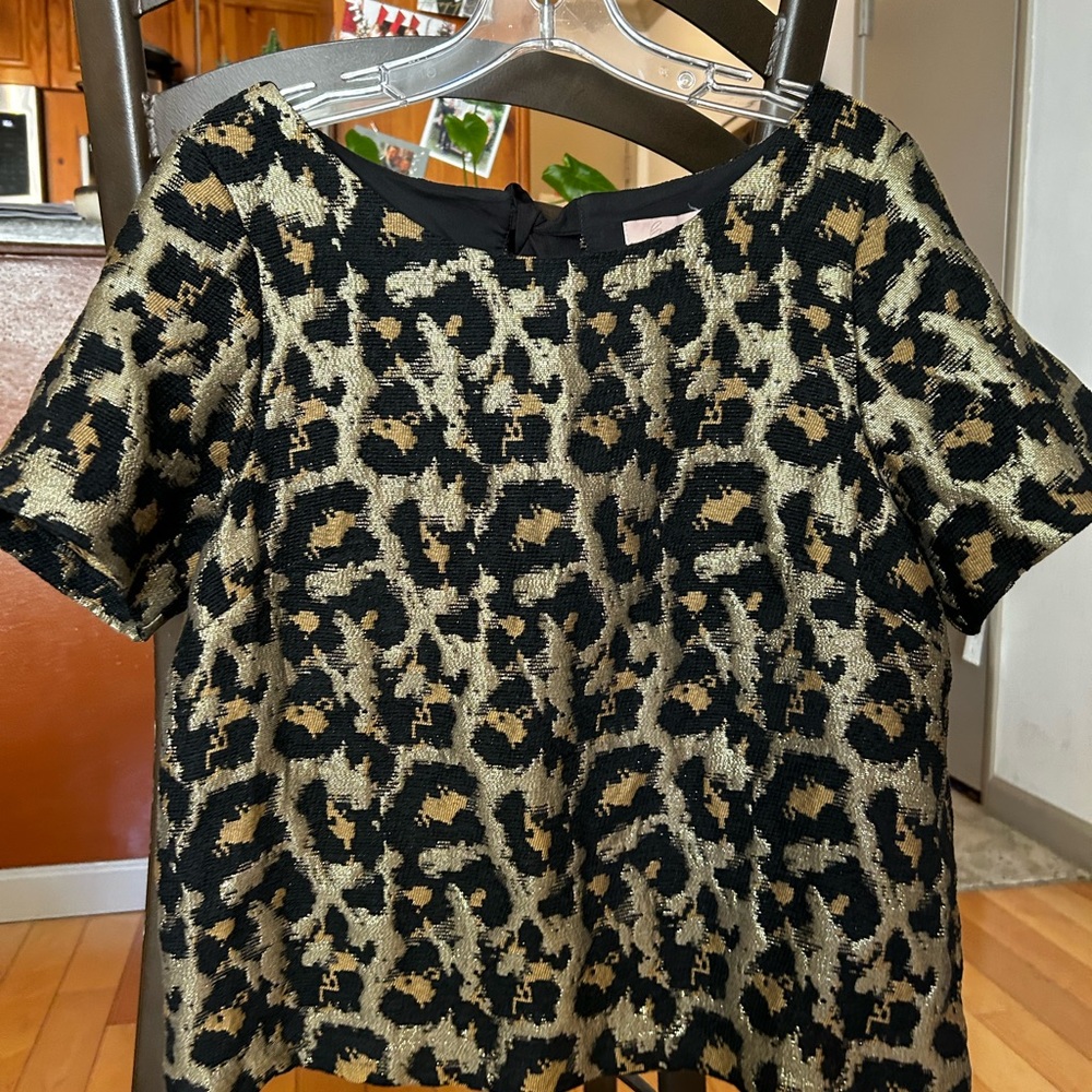 NWT Anthropologie Hutch Metallic Leopard Jacquard Blouse Size Medium